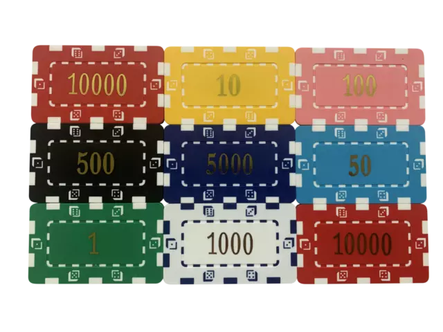 5 x High Quality Poker Casino Numbered Plastic Chip Plaques 74 x 44mm 30Grams