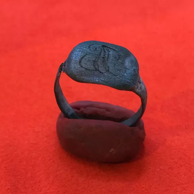 Ancient Bronze Ring with initials Original Antique Collectible Medieval Vintage