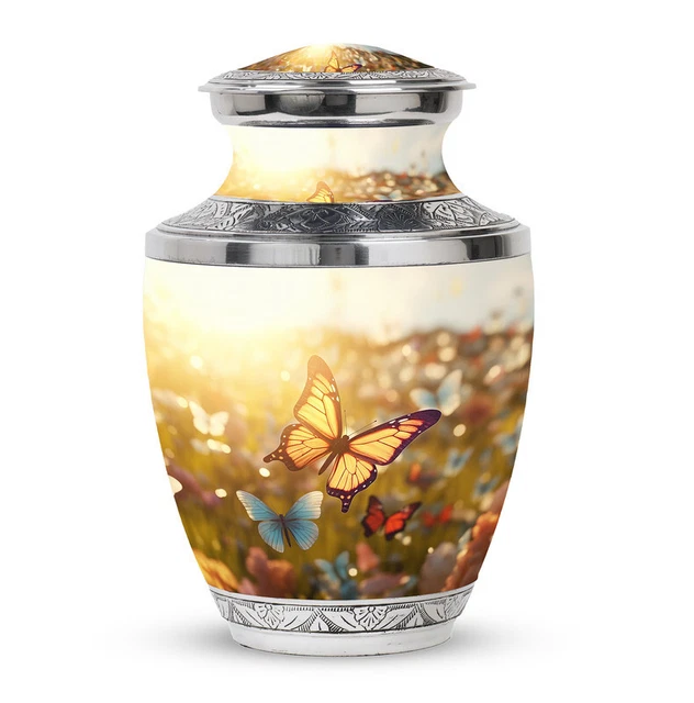 Small Urns For Remains Butterflies On Sunset Meadow (3 Inch) Pack Of 1