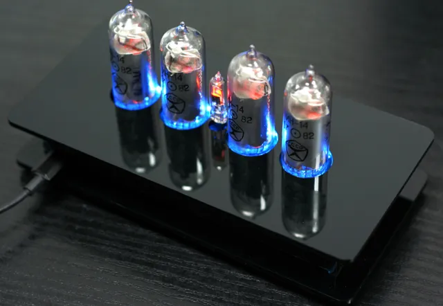 Nixie Tubes Clock with 4 pieces IN-14 tubes with RGB backlight Alarm and Chimes 3