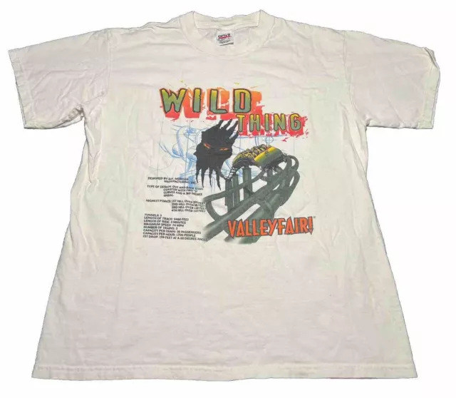 Vintage 90’s Wild Thing Valley Fair Theme Park T-Shirt Size L Single Stitch