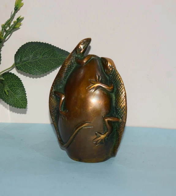Lézard ou margouillat en bronze, signé, vintage - Acolytes Antique
