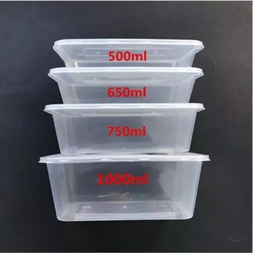 Take away Containers Food Plastic Lids Bulk 35/60/500/650/750/1000ml Sauce Cups