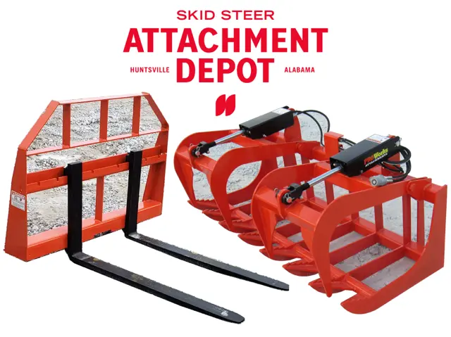 60" Root Grapple Bucket and 42" Long Pallet Forks Attachment Combo Quick Attach