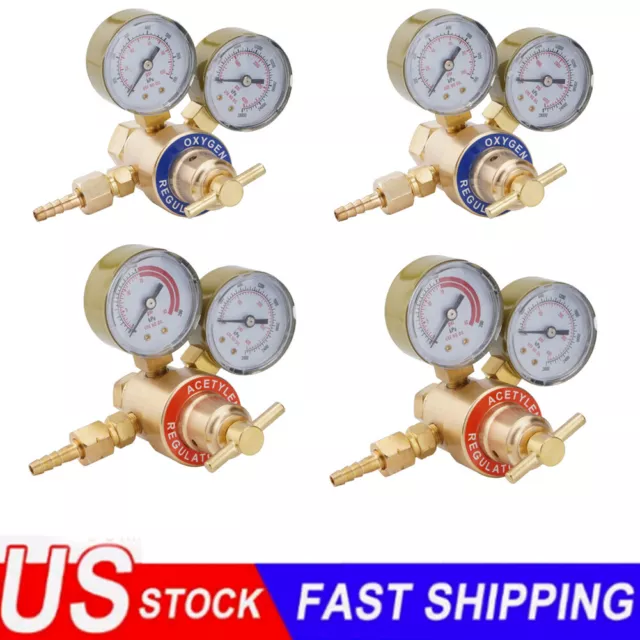 Heavy Brass Oxygen and Acetylene Regulators Welding Gas Gauges CGA540 &CGA200 US