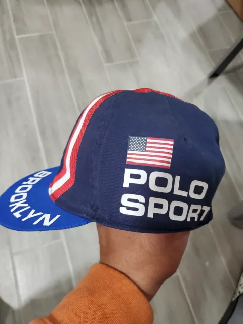 Polo Sport Ralph Lauren Cycling Hat Biker Cap Blue Flag Brooklyn Brand New S/M
