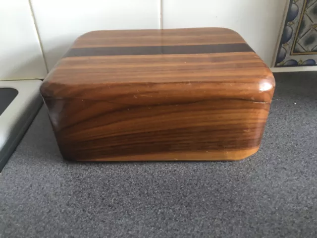 Vintage Two Tone Hand Crafted wooden/wood  box karg Kansas USA- Treen