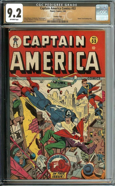 Captain America Comics #53 Cgc 9.2 Ow Pages // Crowley Copy Pedigree Timely 1946