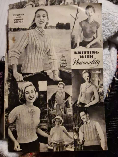 Knitting Patterns "Knitting with Personality"  Woman's Weekly  c1950's Vintage