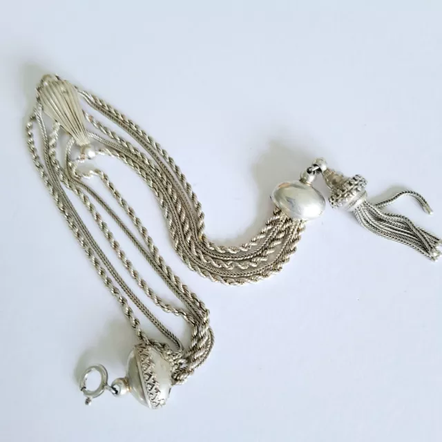 Antique Victorian SILVER Albertina Tassel Multi Chain Bracelet
