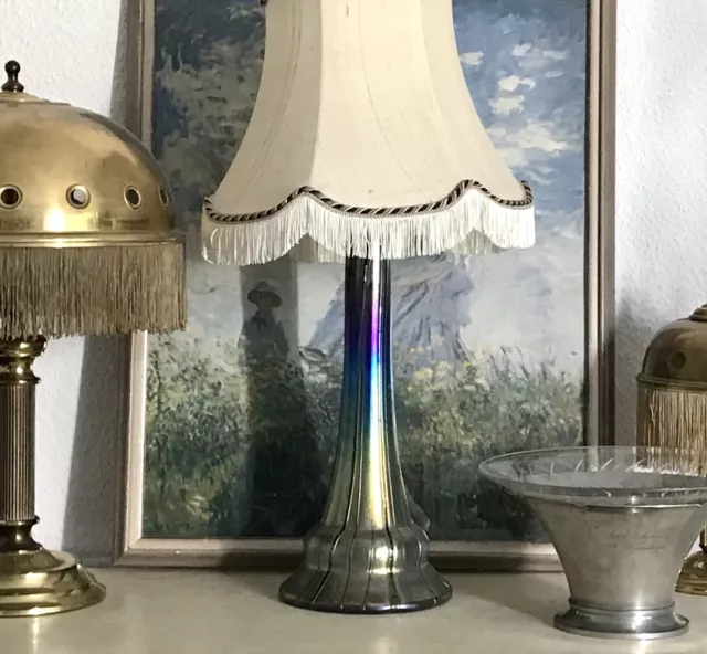 Antik großer Lampenfuß Jugendstil Glas Pallme König Habel?  irisierend