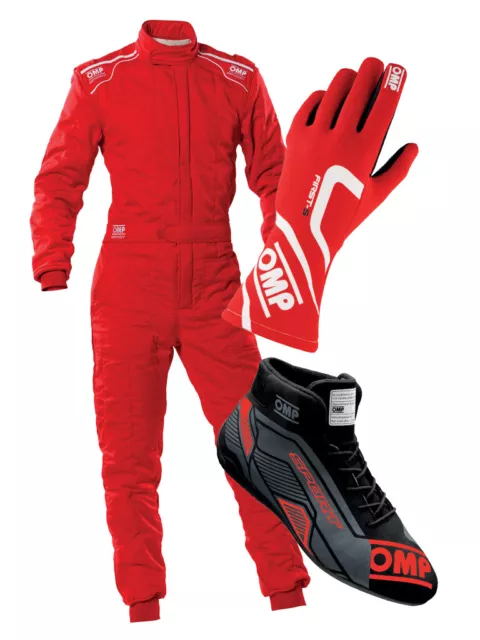 OMP SPORT DRIVER SET Suit Shoes Gloves Pack Rally Racing FIA RED XS-XXL ...