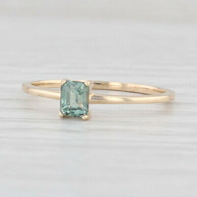New 0.43ct Green Alexandrite Ring 14k Yellow Gold Size 6.5 Emerald Cut Solitaire