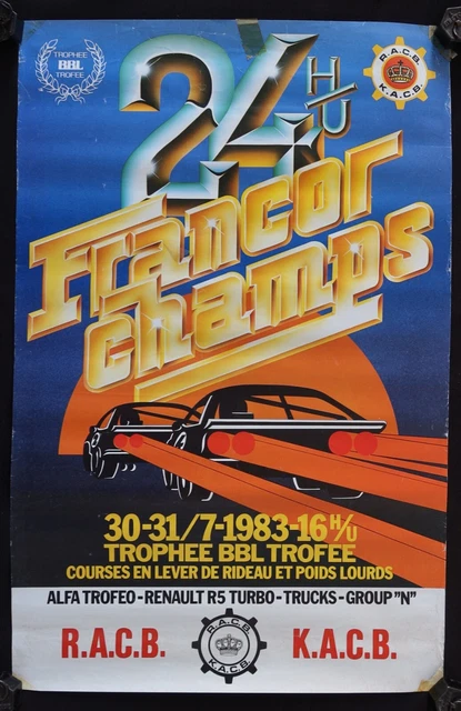 Affiche Originale Des 24 Heures Du Mans 1983 - Course B - Occasion Vintage