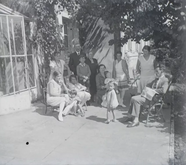 FRANCE Famille c1935 Photo NEGATIVE Plaque de verre Vintage V36L6n 