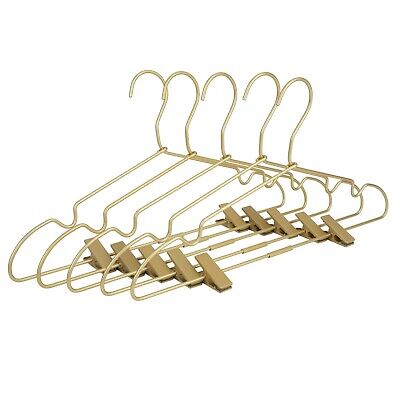 30P12.5" Gold Aluminum Wire Hangers Coat Clothes Clips Hanger Baby Kid Pant Rack