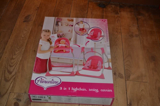 3 en u chaise haute balancelle porte bebe  neuf pour poupon aimantine