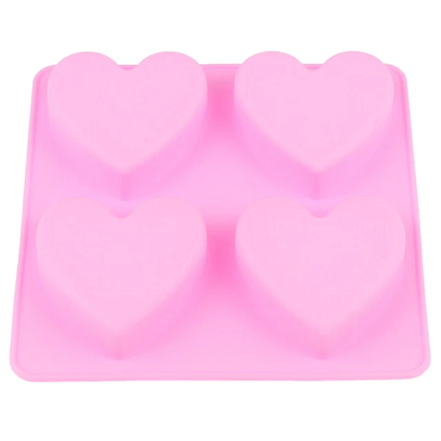 4 Cavity Handmade Silikon Seifenform Herz 3D Craft Seife Herstellung für Kerz  q