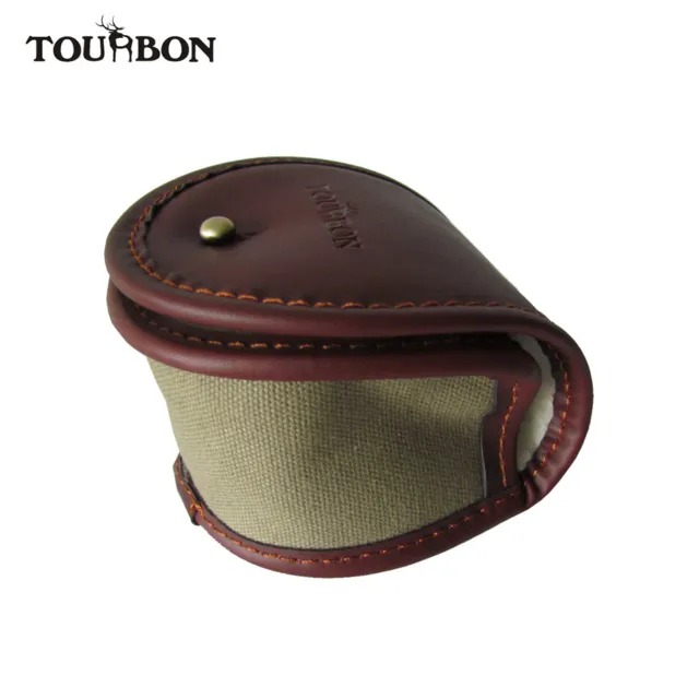 TOURBON Canvas&Leather Fly Fishing Reel Case Soft Fleece Padded Reel Pouch Bag