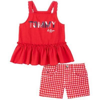 Tommy Hilfiger Little Girls Ruffled Tank Top and Check Shorts Set 2-Piece Size 6