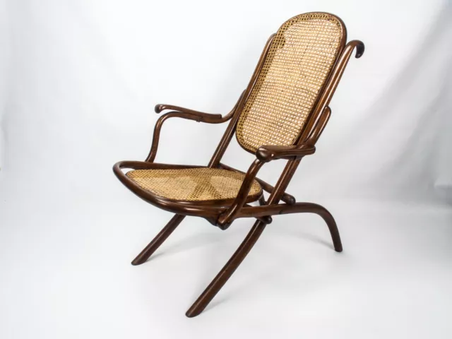 Antique Folding Thonet Armchair in Steam-Bent Beechwood