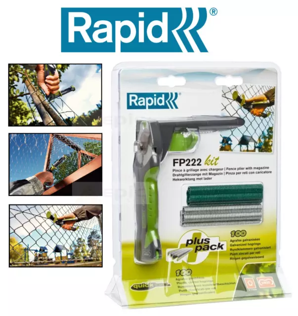 RAPID Wire/Chain Fencing/Fence Pliers + 200 VR22 Steel Hog Rings Kit FP222