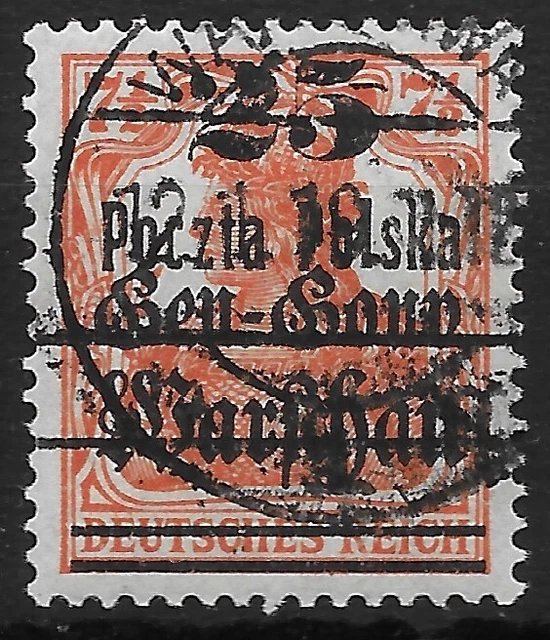 WWI 1918 POLAND🔥 WARSAW ISSUES SC#23 OVPRT "Poczta Polska" used VF