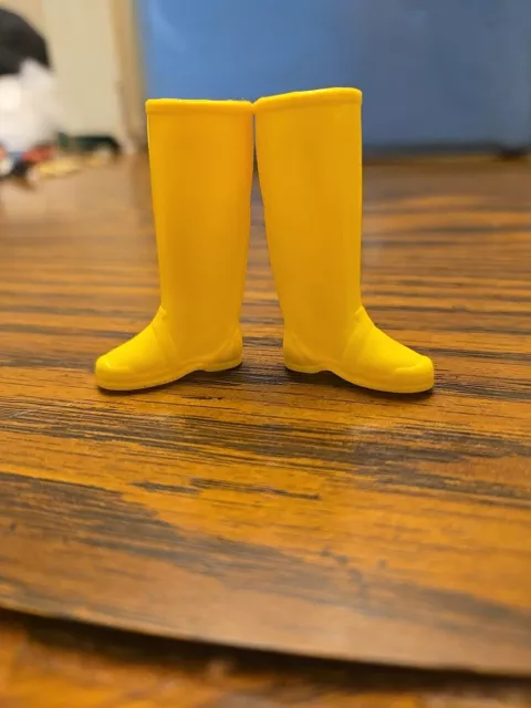 Vintage 1960's Skipper Francie Barbie Doll Yellow Squishy Rain Boots EUC