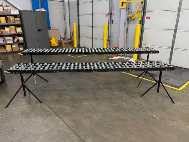 GRAVITY SKATE WHEEL CONVEYORS - ULINE 10'  (2) Sections with Stands