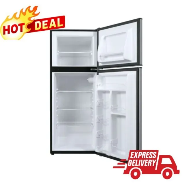 MINI FRIDGE w/ FREEZER 4.6 CU FT Refrigerator Two Door Compact Stainless Steel