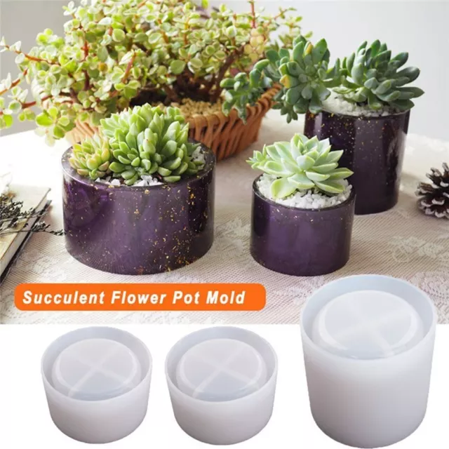 Cylinder Silicone Mold DIY Succulent Flower Pot Concrete Cement Clay Molds