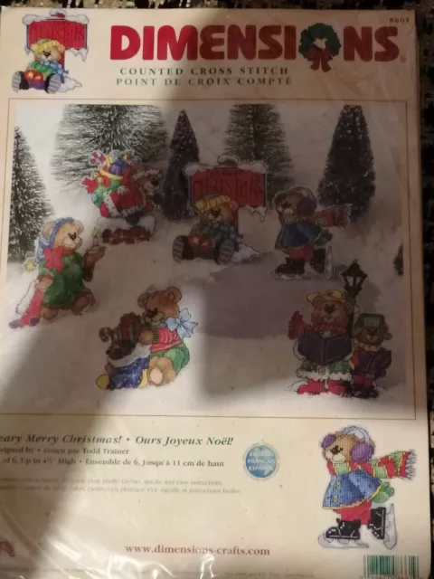 Dimensions Counted Cross Stitch Kit 8661 Todd Trainer Beary Merry Christmas NEW