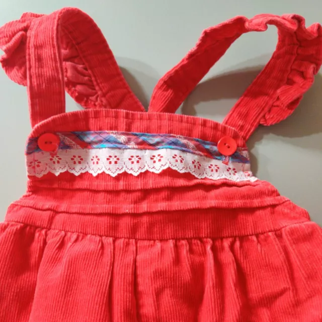Vintage Carters Corduroy Bib Overalls Pants Toddler 24 months lace trim plaid tr