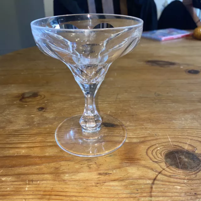 Antique Victorian Champagne Glass /Coupe, Hand Blown,  Cut Bowl, Polished Pontil