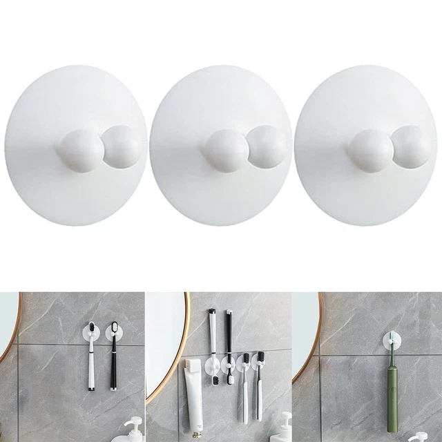 Soporte para cepillo de dientes de silicona blanco limpio y ordenado 3 piezas para artículos pequeños y artículos de tocador