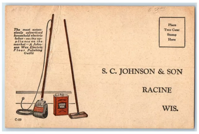 S.C. Johnson & Son Johnson's Paste Wax 1938 Advertising Glass Jar Racine  Wis