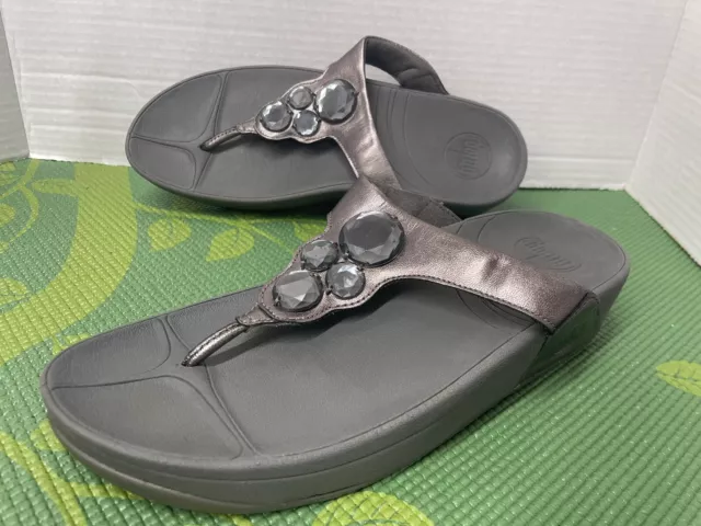 Fitflop Womens Lunetta Thong Sandals 181-054 Pewter US 10 Walking