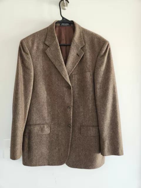 VINTAGE BROWN HERRINGBONE BILL BLASS TWEED SPORT COAT sz 42R blazer suit jacket
