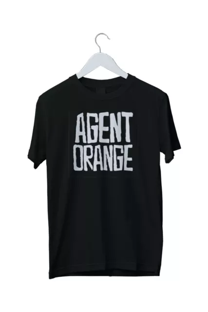 AGENT ORANGE Men's Large Black T-Shirt Punk Heavy Rock Band Music Print Logo