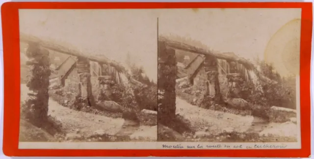 Isère.38.Mill on the Road of the Col de Cucheron.St Pier.Unique Stereo Photo!1870