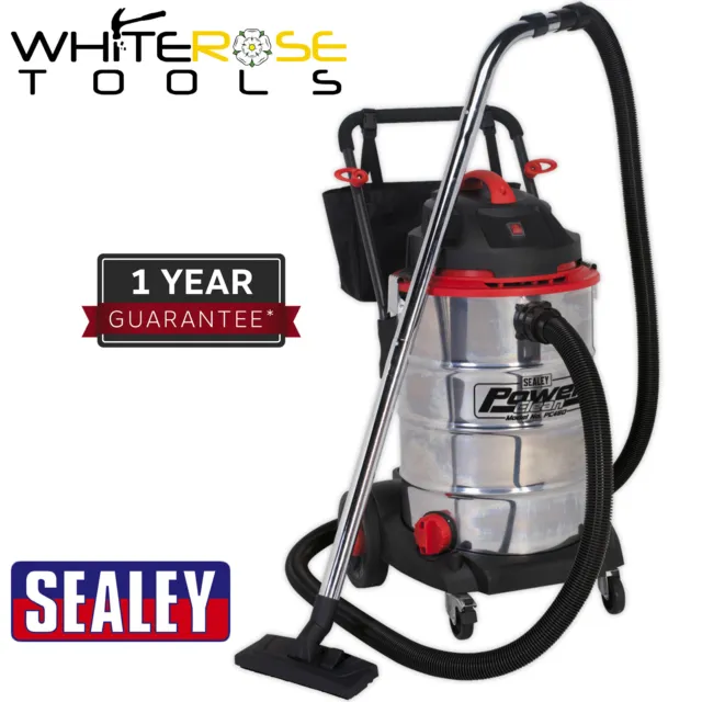 Sealey Vacuum Cleaner Wet and Dry 60L Stainless Drum 1600W/230V