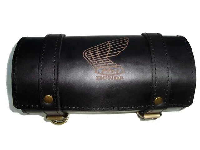 Customized Tool Roll Bag Black Leather Fit For Vintage Honda Motorcycle
