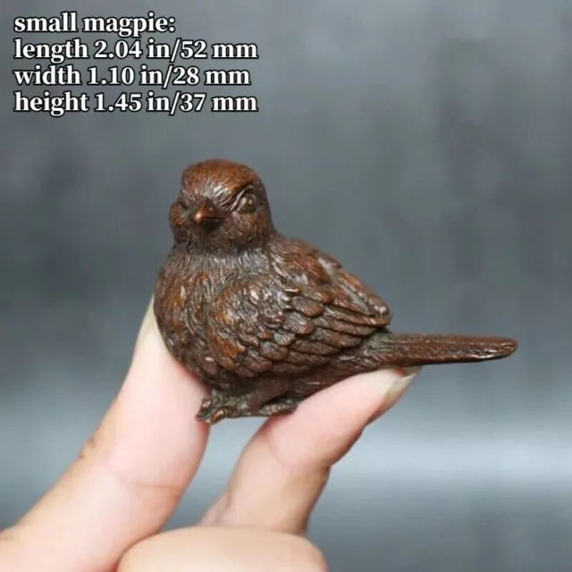 1X Small Sparrow Magpie Alloy Tea Pet Bronze Plating Bird Figure Statue Ornament 3