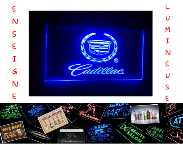 Panneau Enseigne Lumineux Logo Cadillac Car Voiture Sign Bar Pub Cafe Neon Lampe