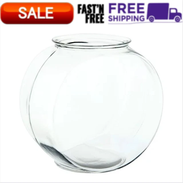 Fish Bowl Glass Drum 2-Gallon Aquarium Pet Fish Pot Living Room Home Decor New