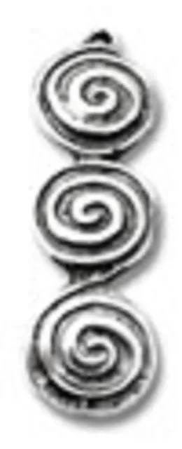 Celtic Pewter Triple Spiral  Pendant on Adjustable Black Cord