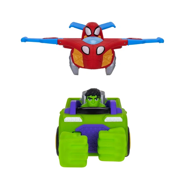 Spidey Y Sus Súper Amigos – Vehículo Team Up Con Hulk Y Spidey Jet, Para Niños +18 Meses