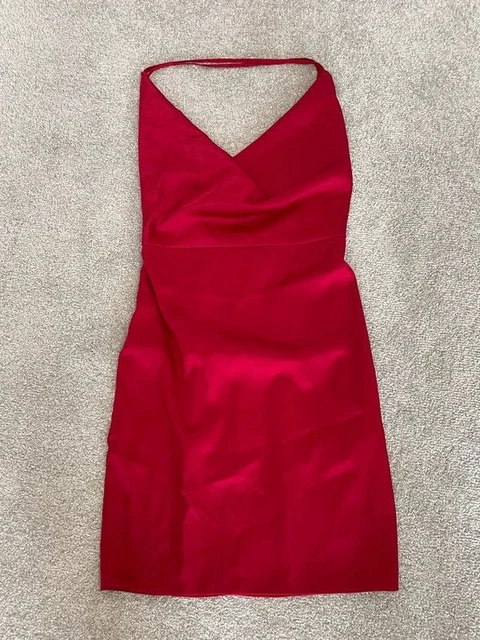 RED SATIN OH polly mini dress size 10 12.50 - PicClick UK