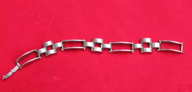 Karu 1950's MCM Modernist Reto Industrial Machine Age Silver Geometric Bracelet