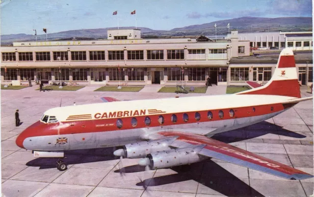 Isle Of Man Ronaldsway Airport - Cambrian Airways Vickers Viscount - Postcard